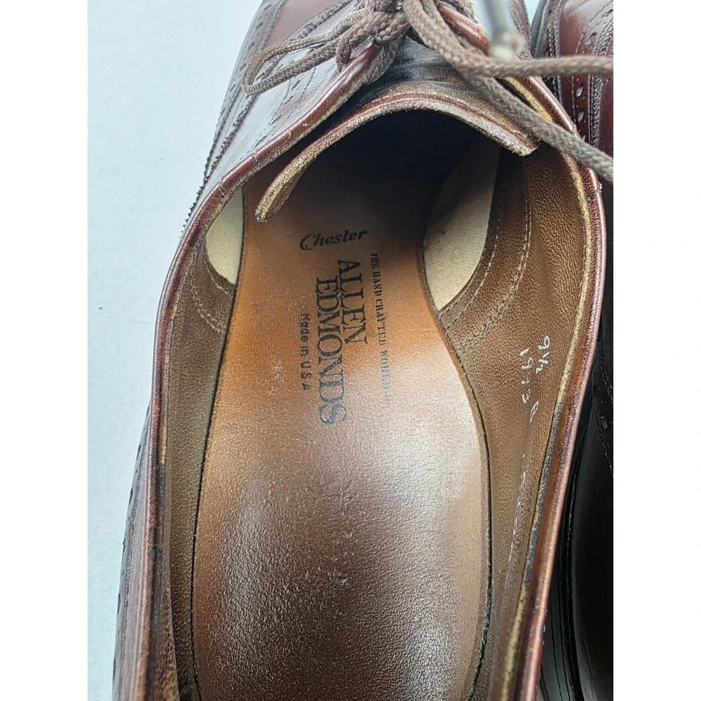 Allen‎ Edmonds Chester Burgundy Wingtip Oxford Dress Shoes Men's Size 9.5 B